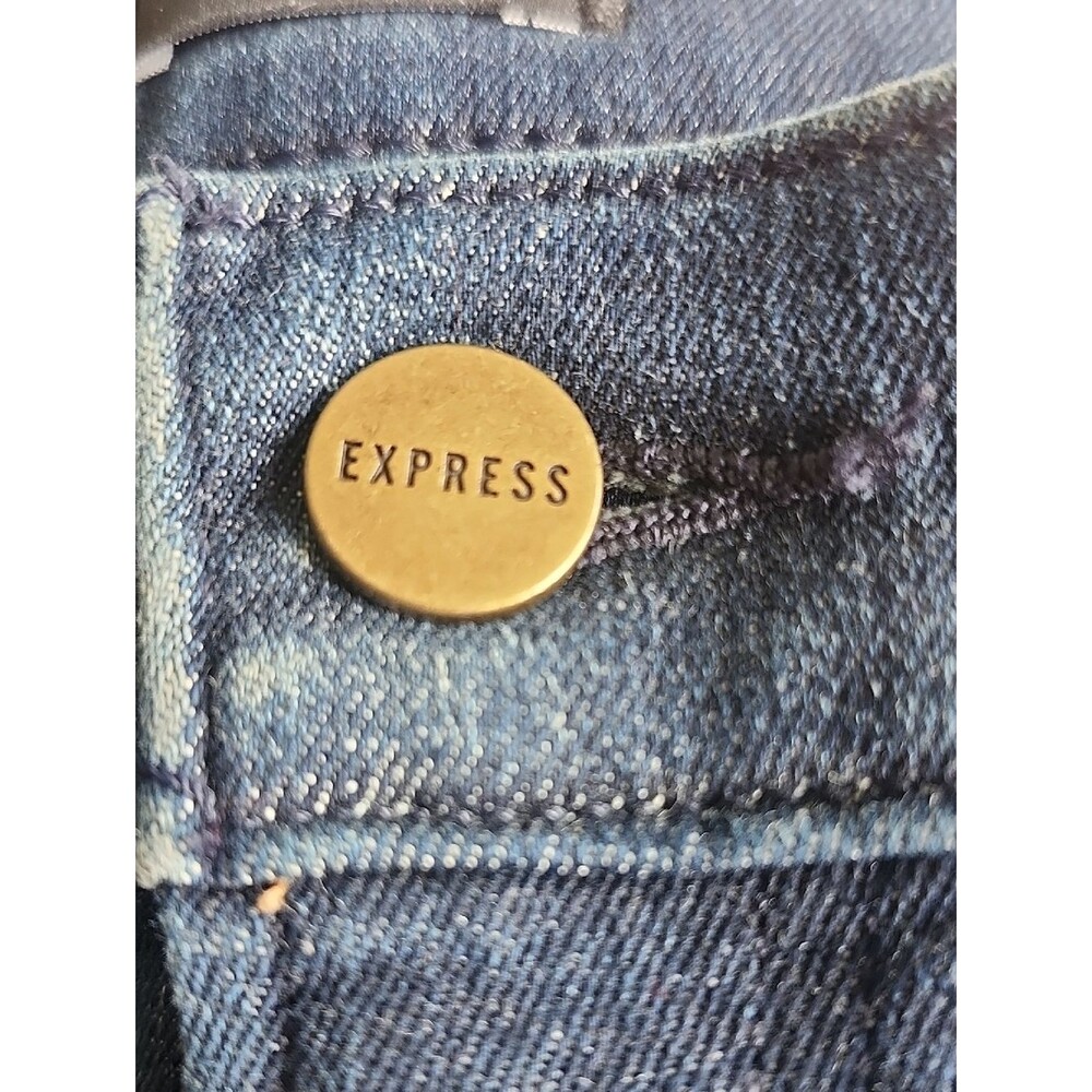 Express Dark Blue Wash Mid Rise 70s Flare Jeans, 0R - Picture 4 of 8